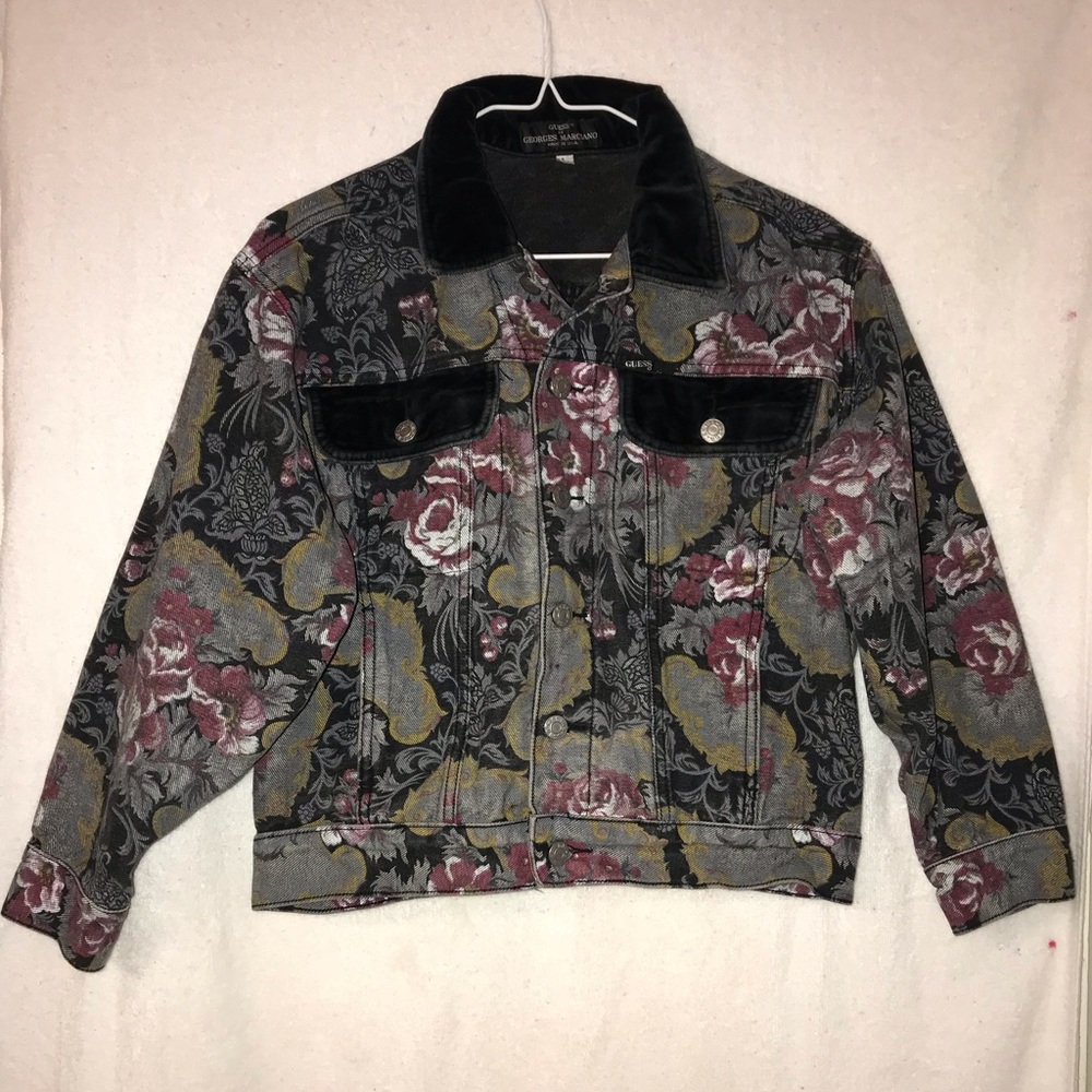 Guess floral pattern jean jacket